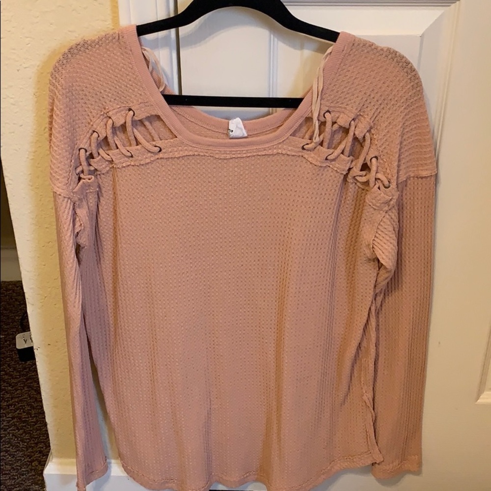 Pink tied shirt